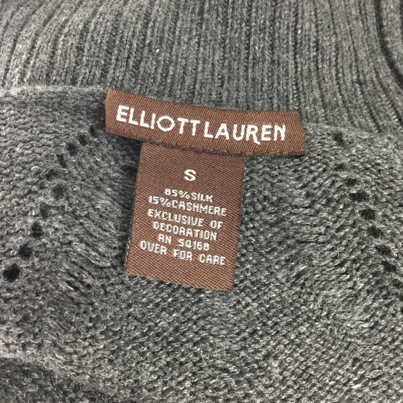 ELLIOTT Lauren Gray Silk and Cashmere Open Knit Cardigan Sweater Size S - Picture 7 of 8